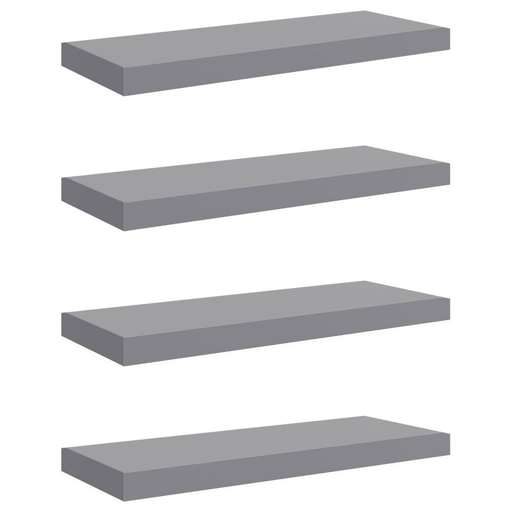 Vidaxl wandschappen zwevend 4 st 60x23,5x3,8 cm mdf grijs