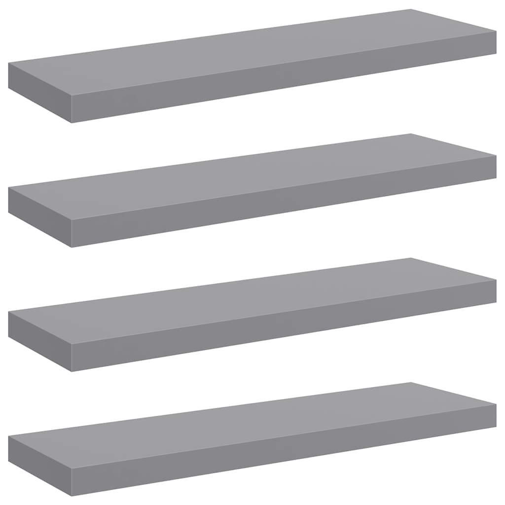 Vidaxl wandschappen zwevend 4 st 80x23,5x3,8 cm mdf grijs