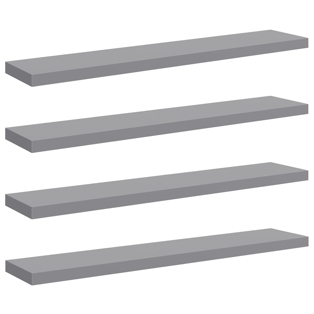 Vidaxl wandschappen zwevend 4 st 120x23,5x3,8 cm mdf grijs