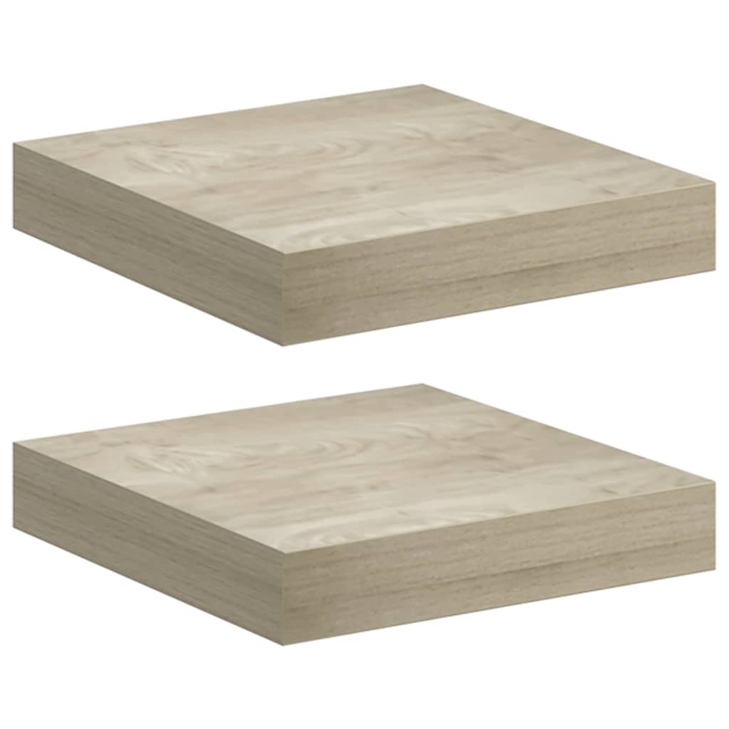 Vidaxl wandschappen zwevend 2 st 23x23,5x3,8 cm mdf eikenkleurig