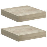 Vidaxl wandschappen zwevend 2 st 23x23,5x3,8 cm mdf eikenkleurig