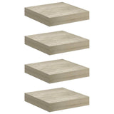 Vidaxl wandschappen zwevend 4 st 23x23,5x3,8 cm mdf eikenkleurig