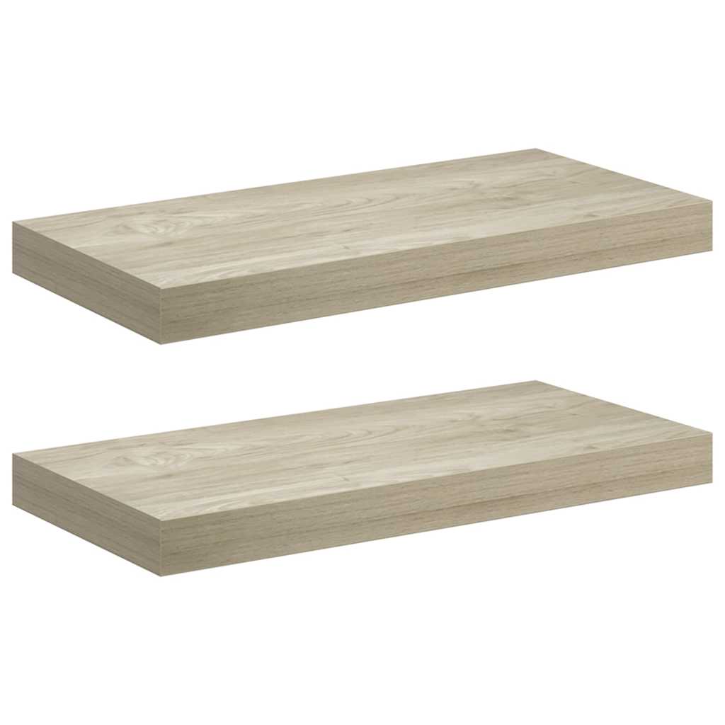 Vidaxl wandschappen zwevend 2 st 50x23x3,8 cm mdf eikenkleurig