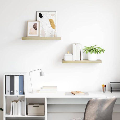 Vidaxl wandschappen zwevend 2 st 60x23,5x3,8 cm mdf eikenkleurig