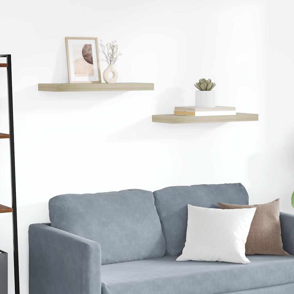 Vidaxl wandschappen zwevend 2 st 60x23,5x3,8 cm mdf eikenkleurig
