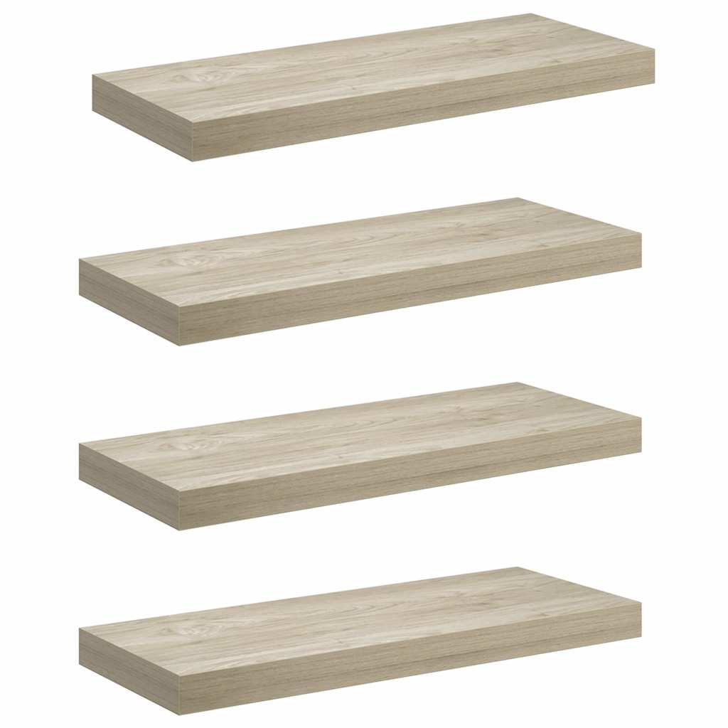 Vidaxl wandschappen zwevend 4 st 60x23,5x3,8 cm mdf eikenkleurig