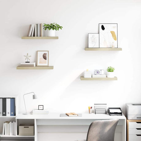 Vidaxl wandschappen zwevend 4 st 60x23,5x3,8 cm mdf eikenkleurig
