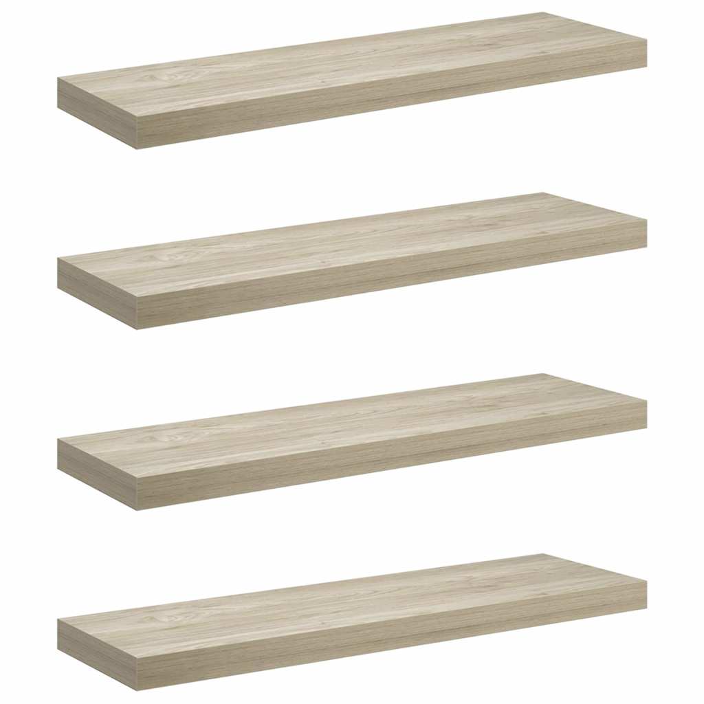 Vidaxl wandschappen zwevend 4 st 80x23,5x3,8 cm mdf eikenkleurig