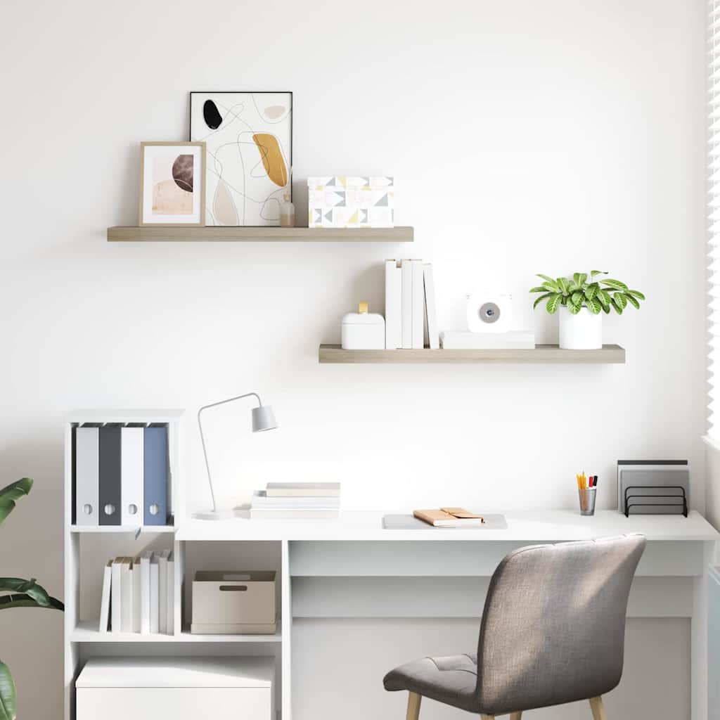 Vidaxl wandschappen zwevend 2 st 90x23,5x3,8 cm mdf eikenkleurig