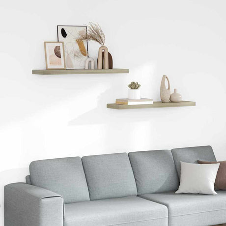 Vidaxl wandschappen zwevend 2 st 90x23,5x3,8 cm mdf eikenkleurig