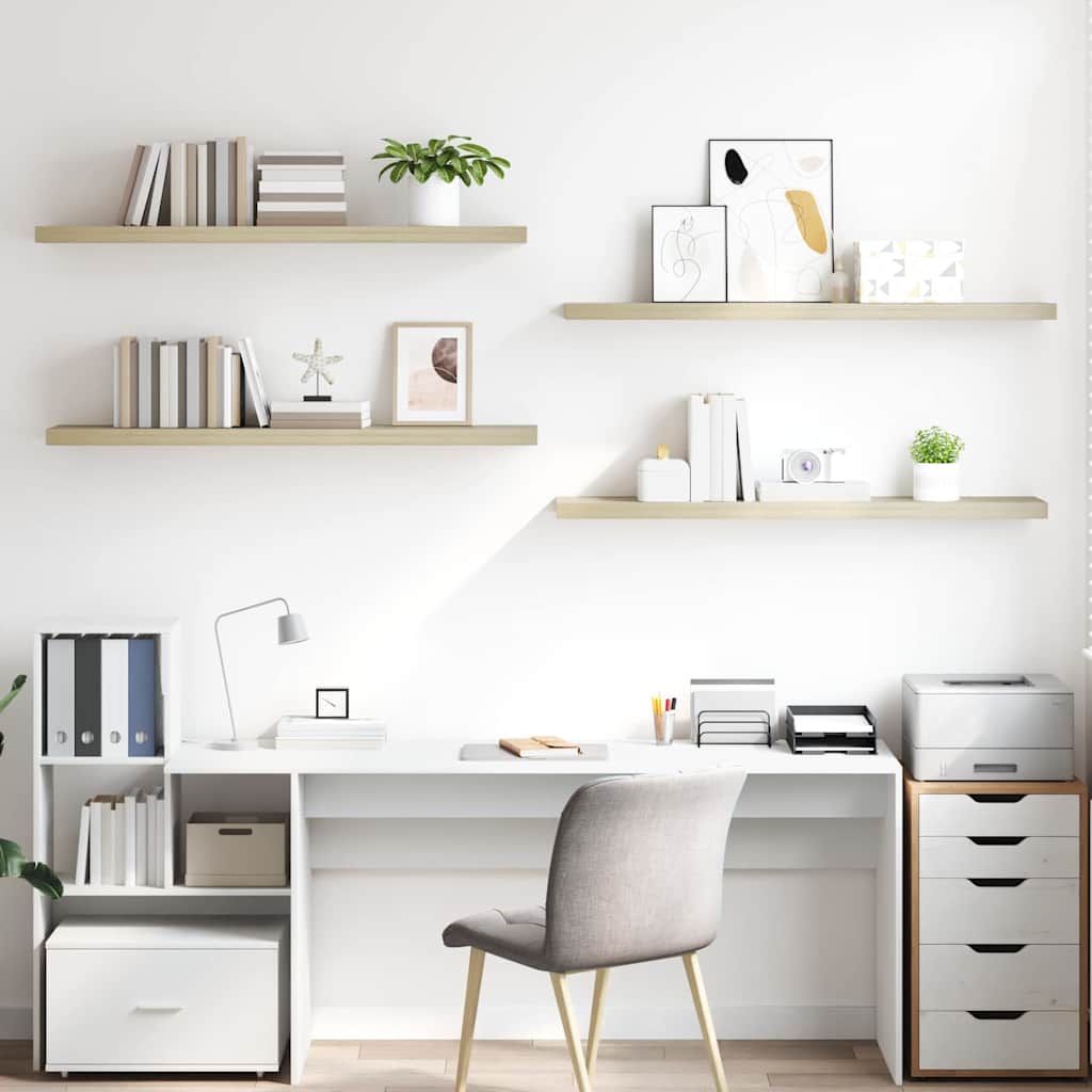 Vidaxl wandschappen zwevend 4 st 120x23,5x3,8 cm mdf eikenkleurig