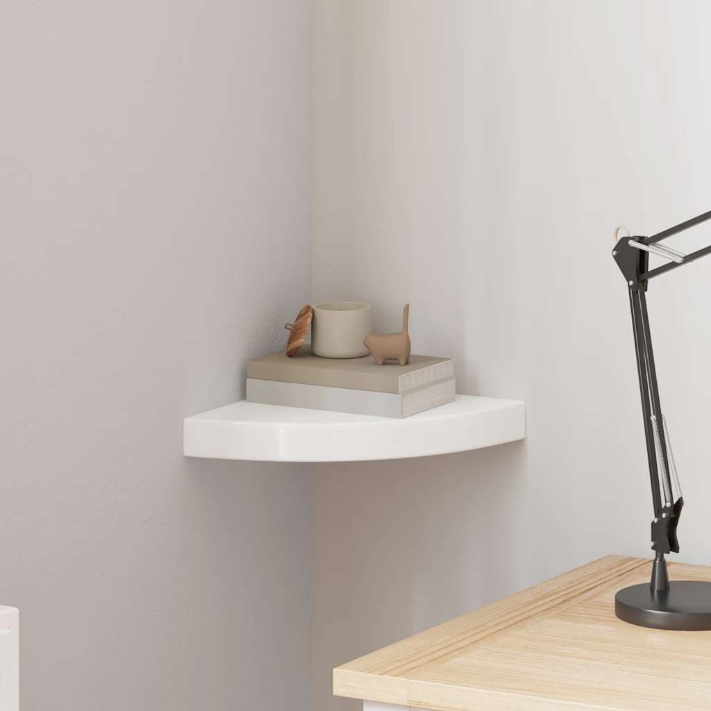 Vidaxl zwevende hoekplank hoogglans wit 25x25x3,8 cm mdf