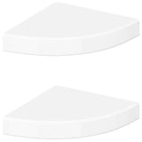 Vidaxl zwevende hoekplanken 2 st hoogglans wit 25x25x3,8 cm mdf