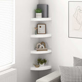 Vidaxl zwevende hoekplanken 4 st hoogglans wit 25x25x3,8 cm mdf
