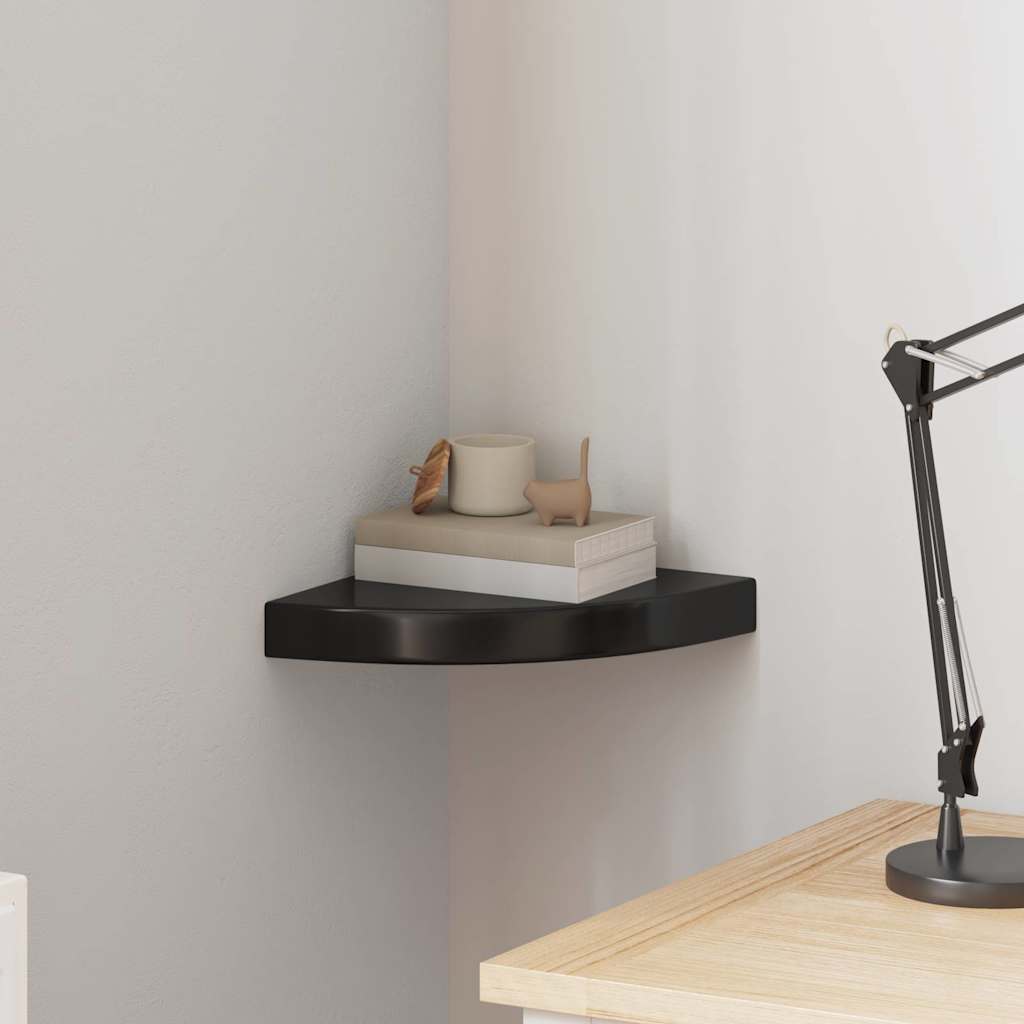 Vidaxl hoekschap zwevend 25x25x3,8 cm mdf hoogglans zwart