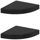 Vidaxl hoekschappen zwevend 2 st 25x25x3,8 cm mdf hoogglans zwart
