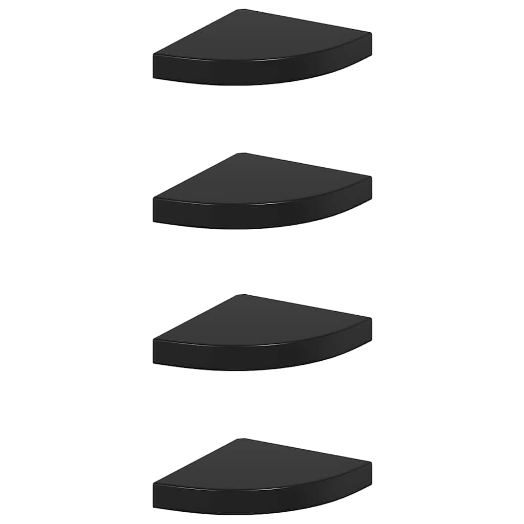 Vidaxl hoekschappen zwevend 4 st 25x25x3,8 cm mdf hoogglans zwart