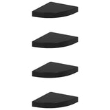 Vidaxl hoekschappen zwevend 4 st 25x25x3,8 cm mdf hoogglans zwart