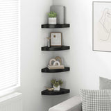 Vidaxl hoekschappen zwevend 4 st 25x25x3,8 cm mdf hoogglans zwart