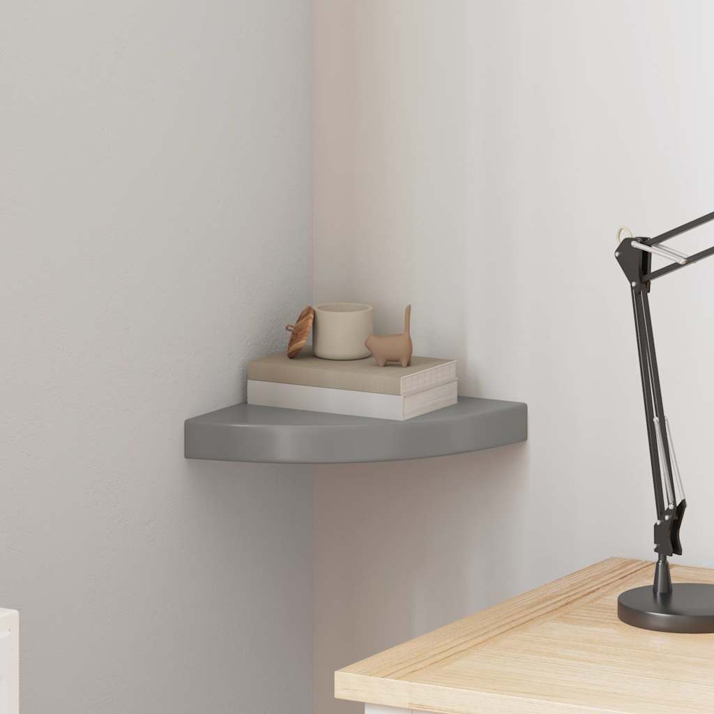 Vidaxl hoekschap zwevend 25x25x3,8 cm mdf hoogglans grijs