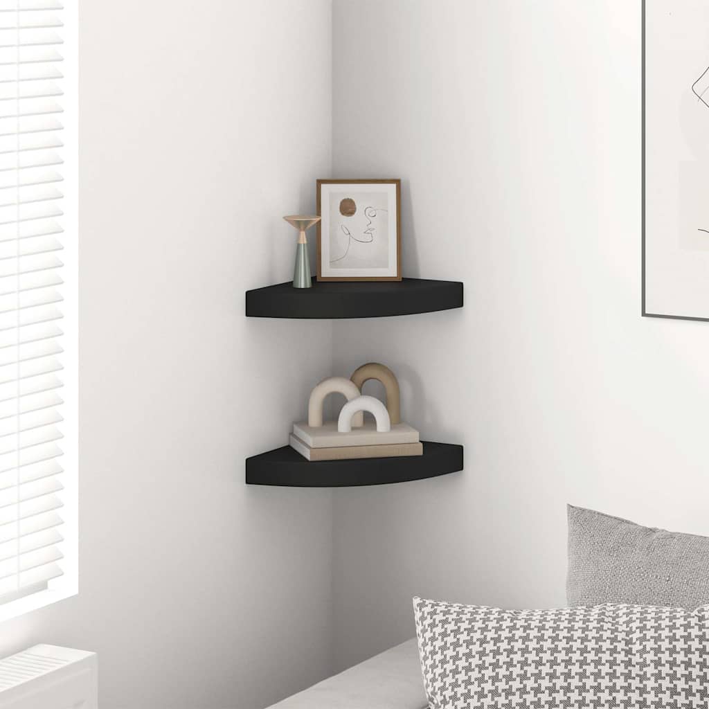 Vidaxl hoekschappen zwevend 2 st 25x25x3,8 cm mdf zwart
