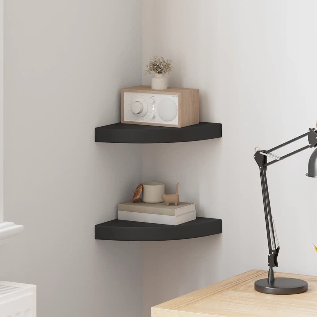 Vidaxl hoekschappen zwevend 2 st 25x25x3,8 cm mdf zwart