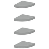 Vidaxl hoekschappen zwevend 4 st 25x25x3,8 cm mdf grijs
