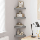 Vidaxl hoekschappen zwevend 4 st 25x25x3,8 cm mdf grijs