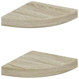 Vidaxl hoekschappen zwevend 2 st 25x25x3,8 cm mdf eikenkleurig