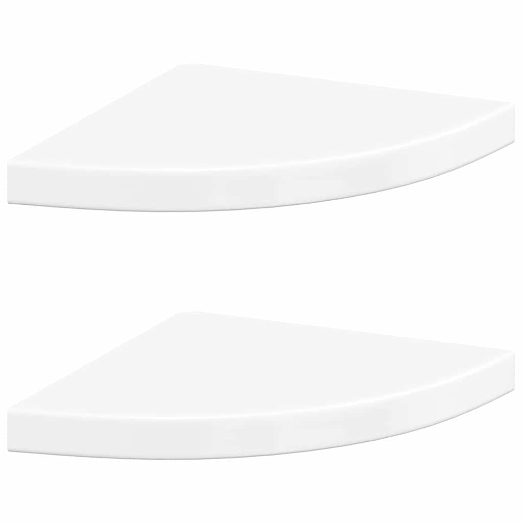 Vidaxl hoekschappen zwevend 2 st 35x35x3,8 cm mdf hoogglans wit