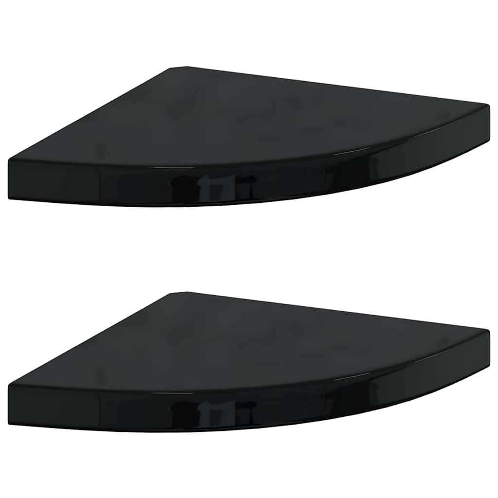 Vidaxl hoekschappen zwevend 2 st 35x35x3,8 cm mdf hoogglans zwart