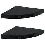 Vidaxl hoekschappen zwevend 2 st 35x35x3,8 cm mdf hoogglans zwart
