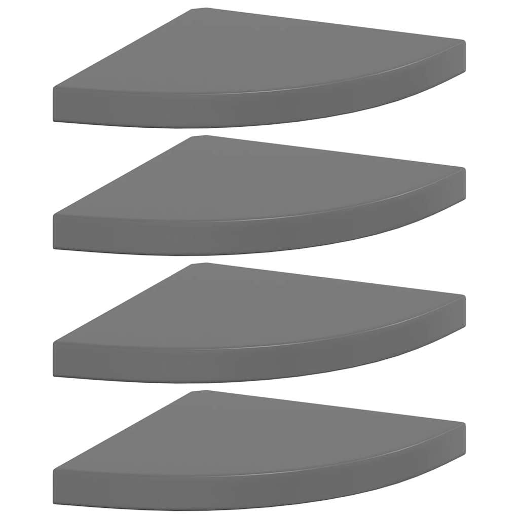 Vidaxl hoekschappen zwevend 4 st 35x35x3,8 cm mdf hoogglans grijs