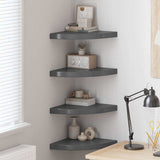 Vidaxl hoekschappen zwevend 4 st 35x35x3,8 cm mdf hoogglans grijs