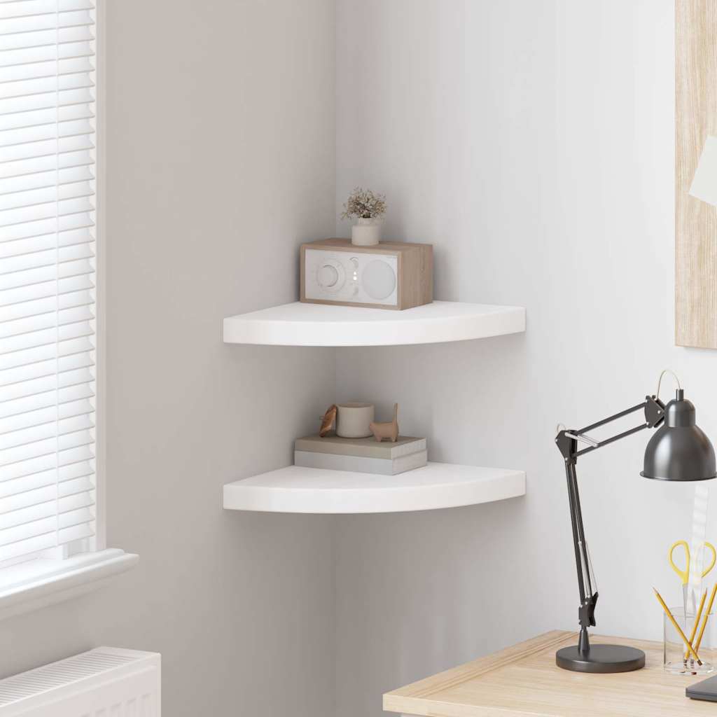 Vidaxl zwevende hoekplanken 2 st wit 35x35x3,8 cm mdf