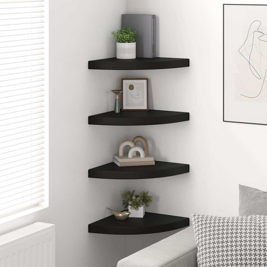 Vidaxl hoekschappen zwevend 4 st 35x35x3,8 cm mdf zwart
