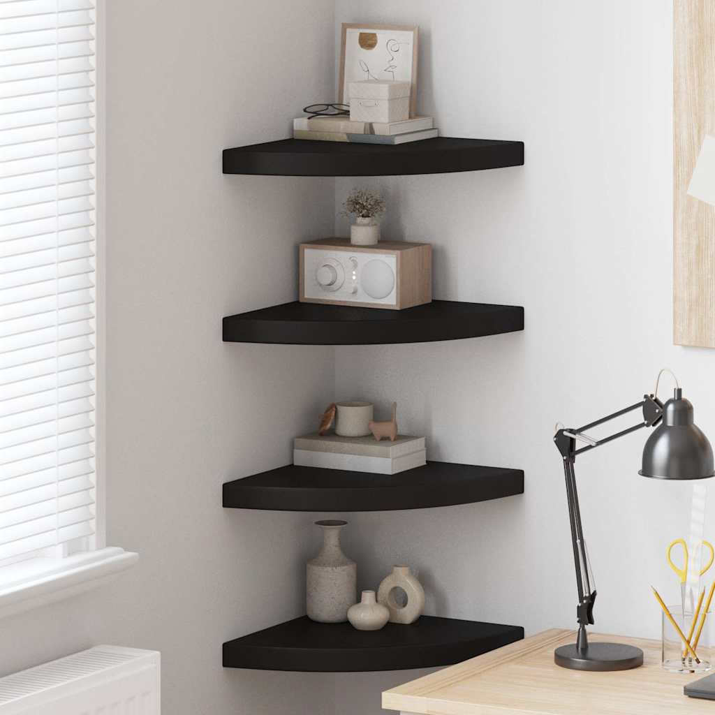 Vidaxl hoekschappen zwevend 4 st 35x35x3,8 cm mdf zwart