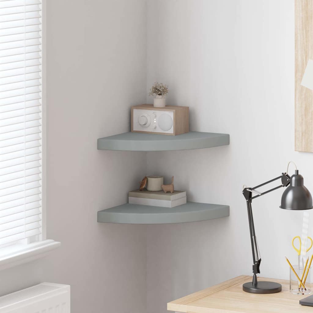 Vidaxl hoekschappen zwevend 2 st 35x35x3,8 cm mdf grijs