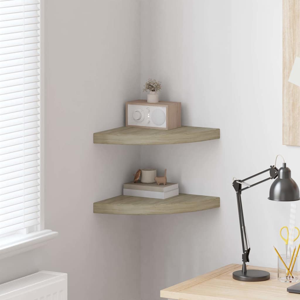 Vidaxl hoekschappen zwevend 2 st 35x35x3,8 cm mdf eikenkleurig