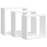 Vidaxl wandschappen kubus 3 st mdf wit