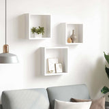 Vidaxl wandschappen kubus 3 st mdf wit
