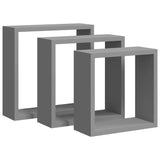 Vidaxl wandschappen kubus 3 st mdf grijs