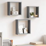 Vidaxl wandschappen kubus 3 st mdf grijs