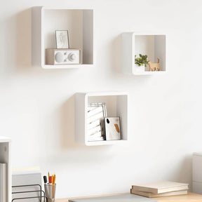 Vidaxl wandschappen kubus 3 st mdf wit