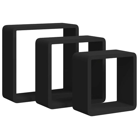 Vidaxl wandschappen kubus 3 st mdf zwart