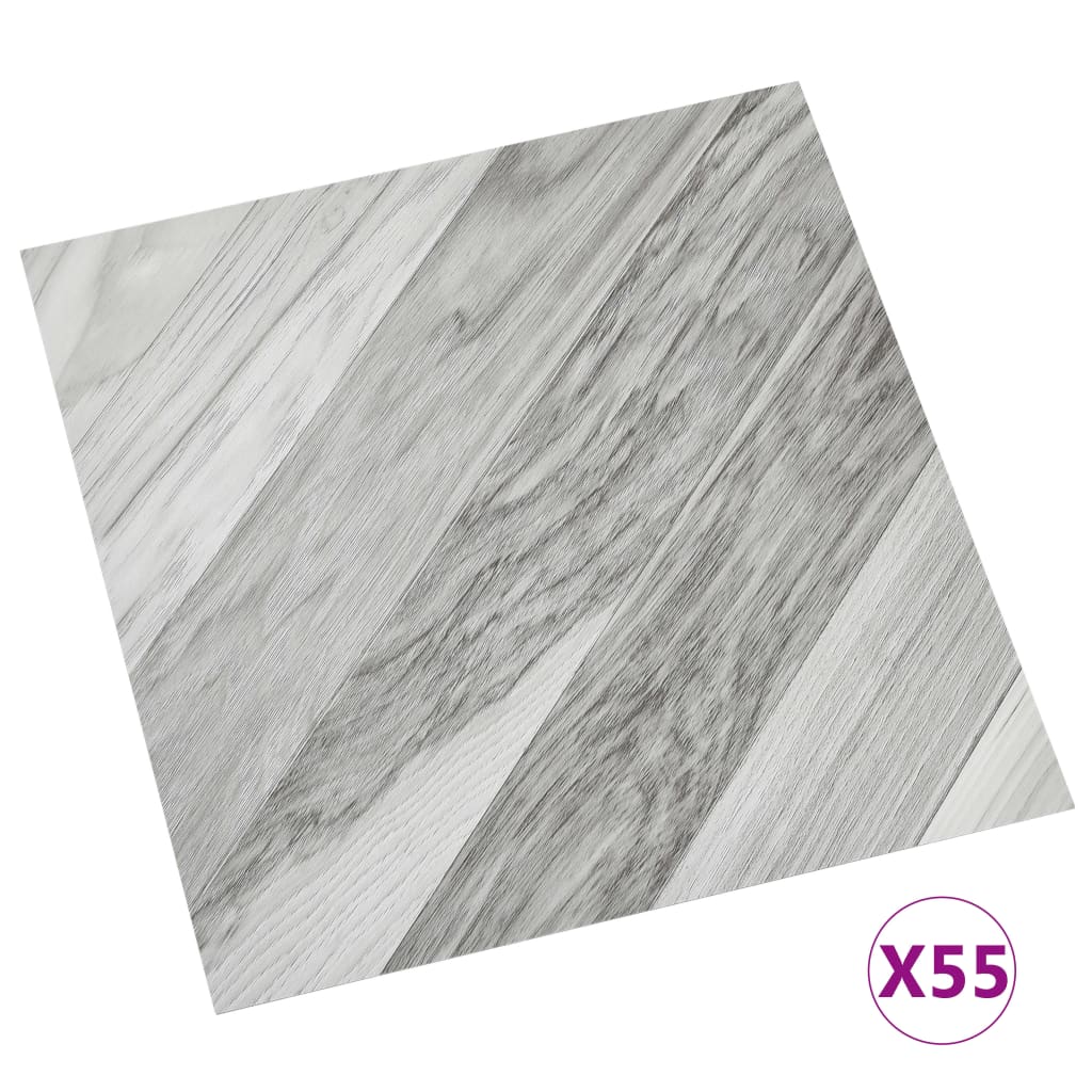 Vidaxl Floorboards Self -Adhesive 55 ST 5,11 m² PVC Pruhovaná šedá