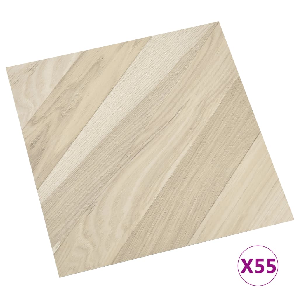 Tablas de piso Vidaxl autoadhesivo 55 st 5.11 m² beige rayado de PVC