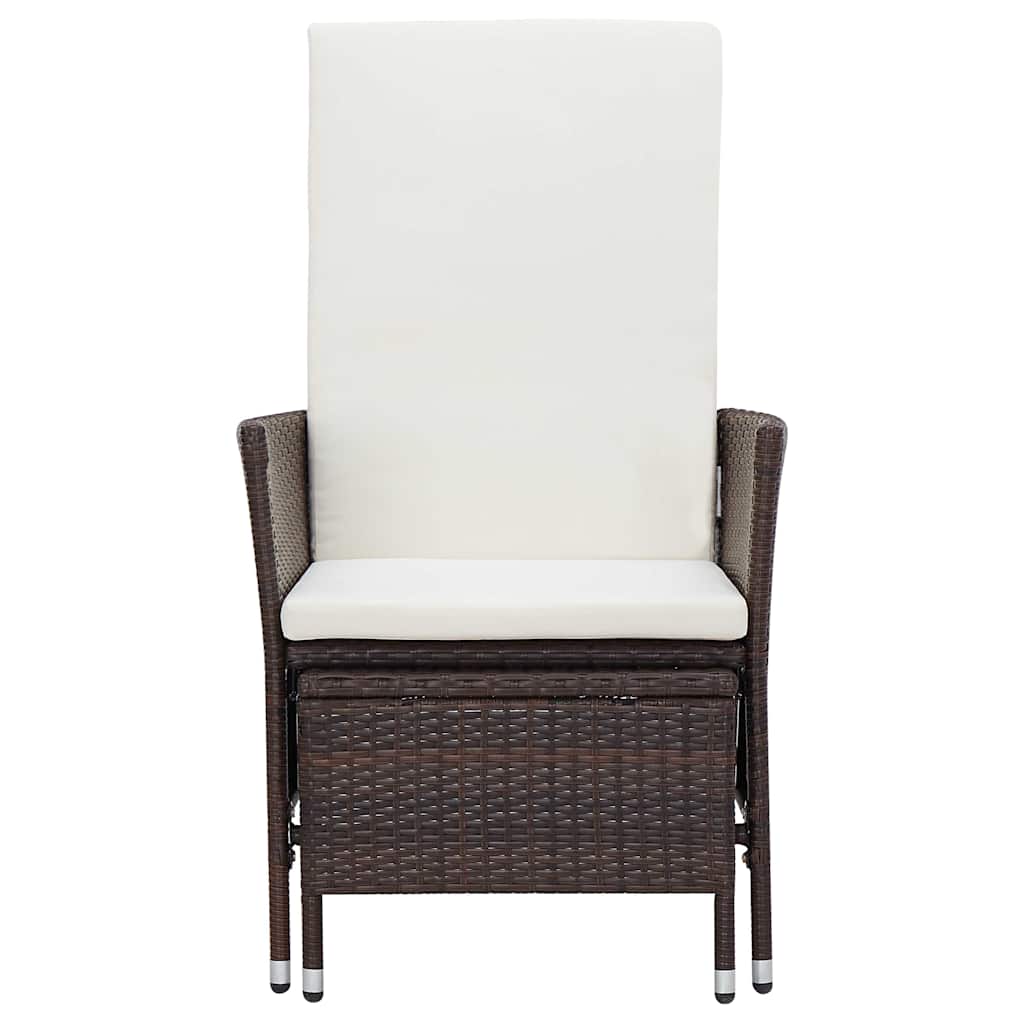 Vidaxl tuinstoel verstelbaar met kussens poly rattan bruin