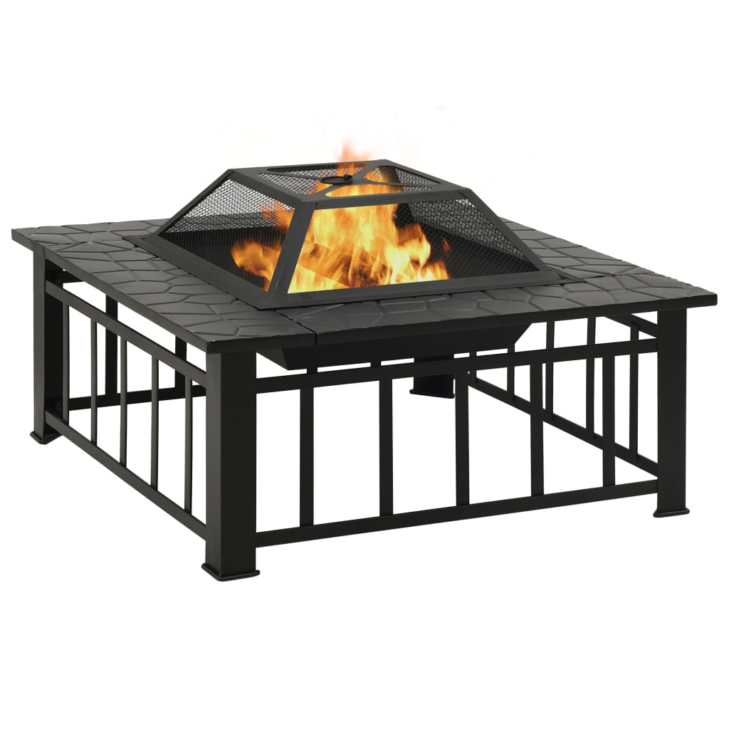 VidaXL Fireplace with Pook XXL 81x81x47 cm steel