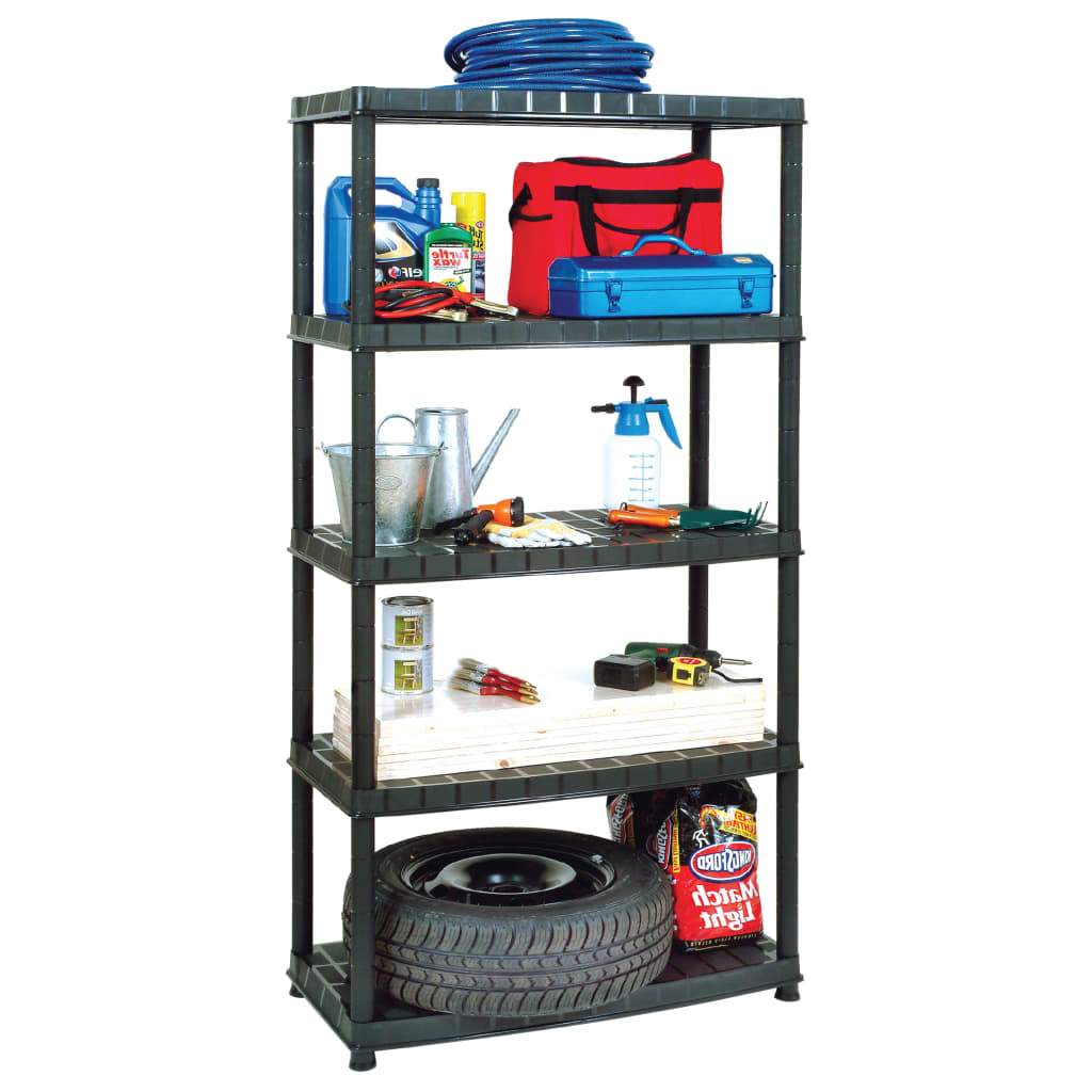 Vidaxl Storage Rack 5-lag 85x40x185 cm plast svart